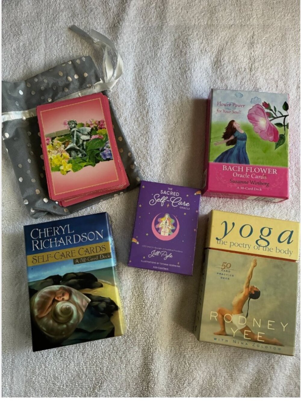 Share Self Care Cards 5 Deck bundle featuring Bach Flower and Rodney Yee